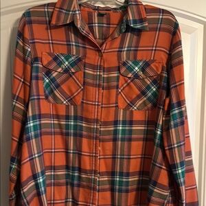 Chaps Orange Plaid Button Down Shirt
